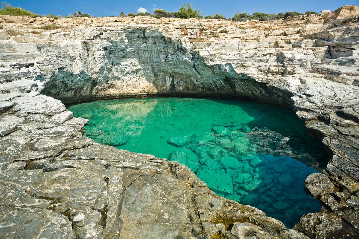 Natural sea water pool located on Thassos island in Greece